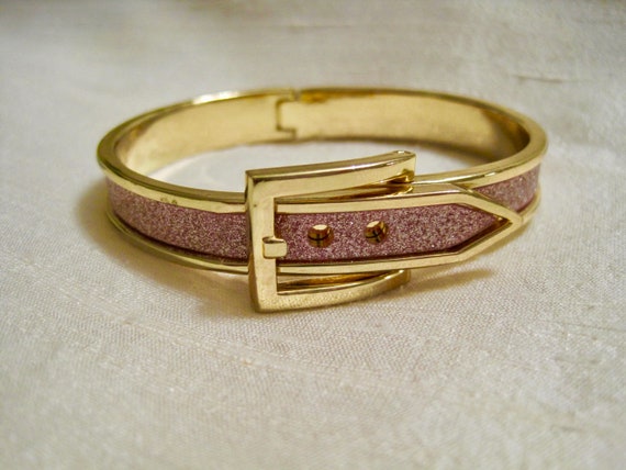 Mod Buckle Clamper Bracelet. Sparkling Pink Glitt… - image 3