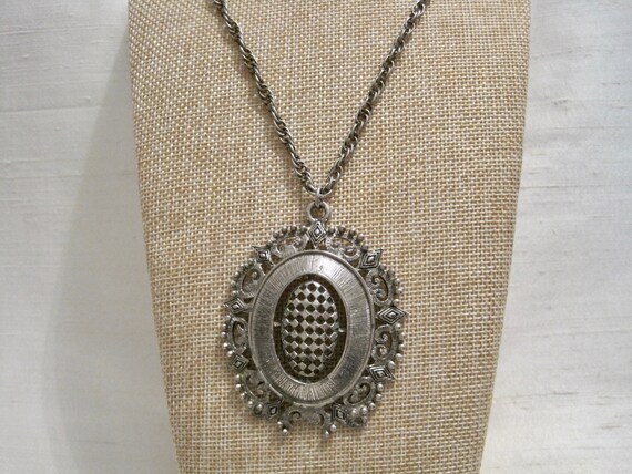 Victorian Style Silver Plated Medallion Pendant, … - image 3
