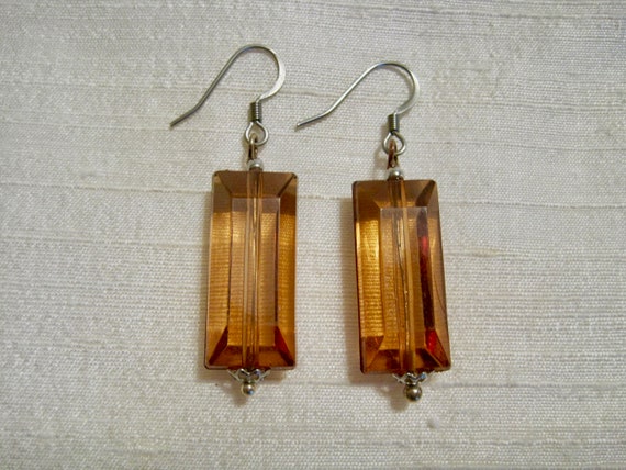 Rectangular Faceted Lucite Root Beer Colour, Stai… - image 1