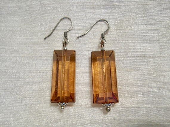 Rectangular Faceted Lucite Root Beer Colour, Stai… - image 4