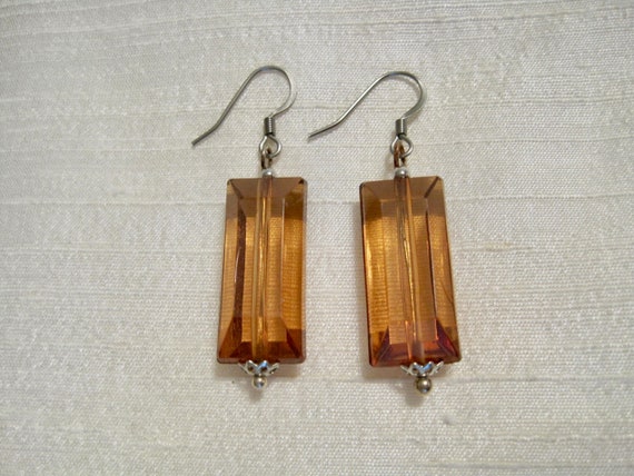 Rectangular Faceted Lucite Root Beer Colour, Stai… - image 2