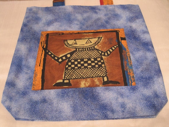 Handmade, Cotton Fabric, Tote Bag. Lined and Pocke
