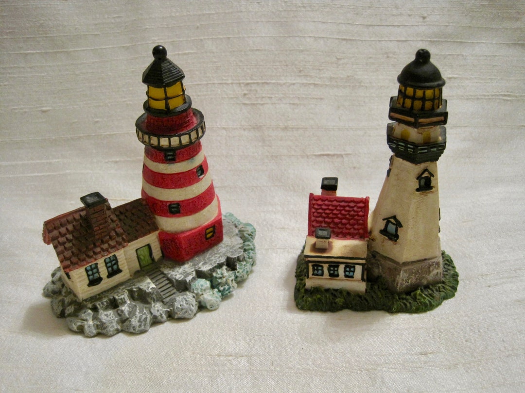 Two Lighthouses Figurines. Vintage Resin Lighthouses Etsy