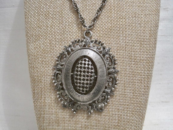 Victorian Style Silver Plated Medallion Pendant, … - image 2