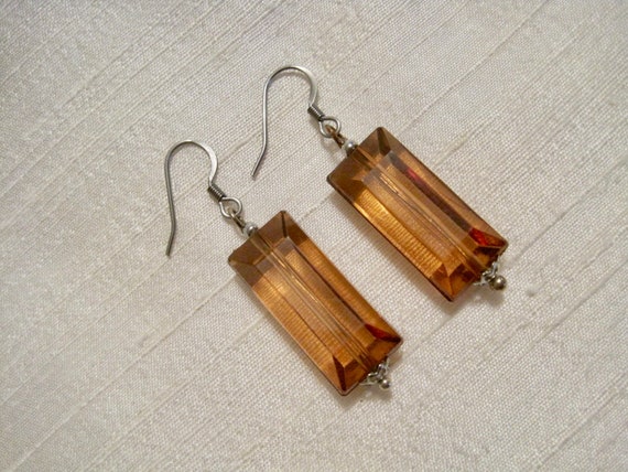 Rectangular Faceted Lucite Root Beer Colour, Stai… - image 3