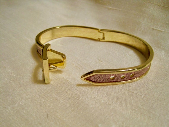 Mod Buckle Clamper Bracelet. Sparkling Pink Glitt… - image 5