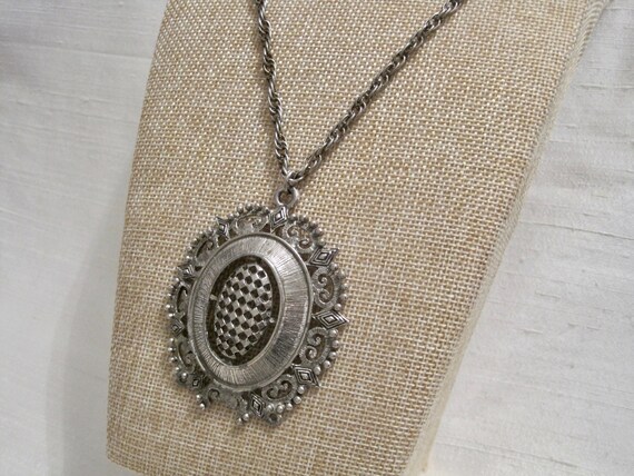 Victorian Style Silver Plated Medallion Pendant, … - image 4