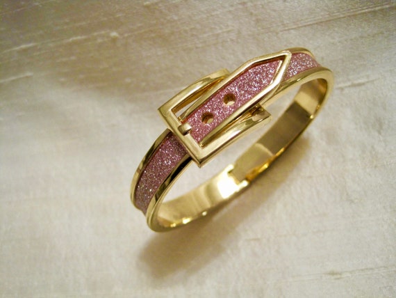 Mod Buckle Clamper Bracelet. Sparkling Pink Glitt… - image 8
