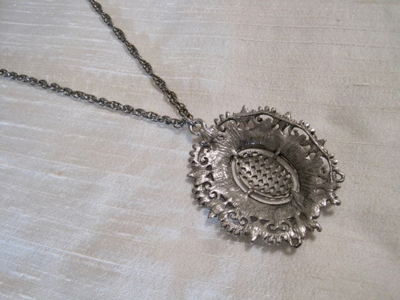 Victorian Style Silver Plated Medallion Pendant, … - image 7