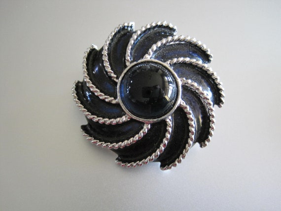 AVON Signed PinWheel Brooch and Scarf Clip. Silve… - image 3