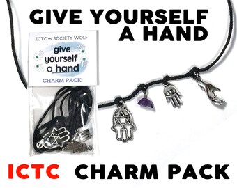 CHARM PACK // Give Yourself A Hand Amethyst Bead Charm Hamsa Mudras Hand Of Fatima Make Your Own Necklace Kit Gift Best Friends Charms Wish
