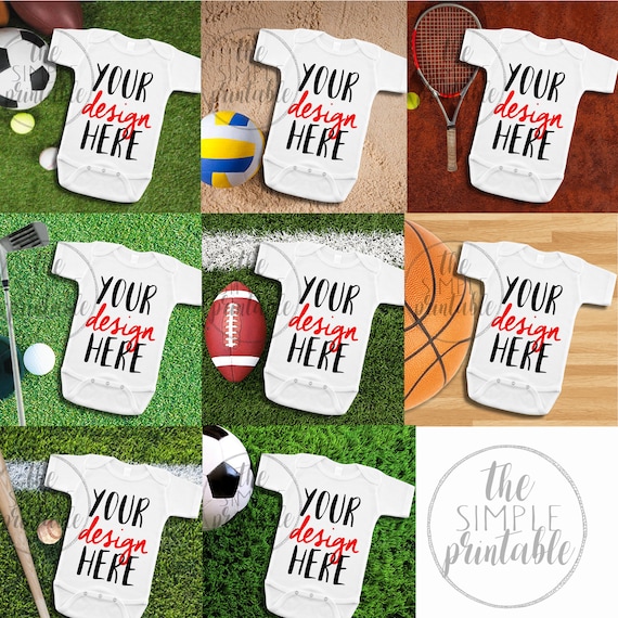 Mega Mockup Pack Baby Onesie Sport Pack Baseball