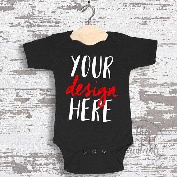 Blank Black Baby Onesie Mockup Fashion Design Styled Stock Etsy