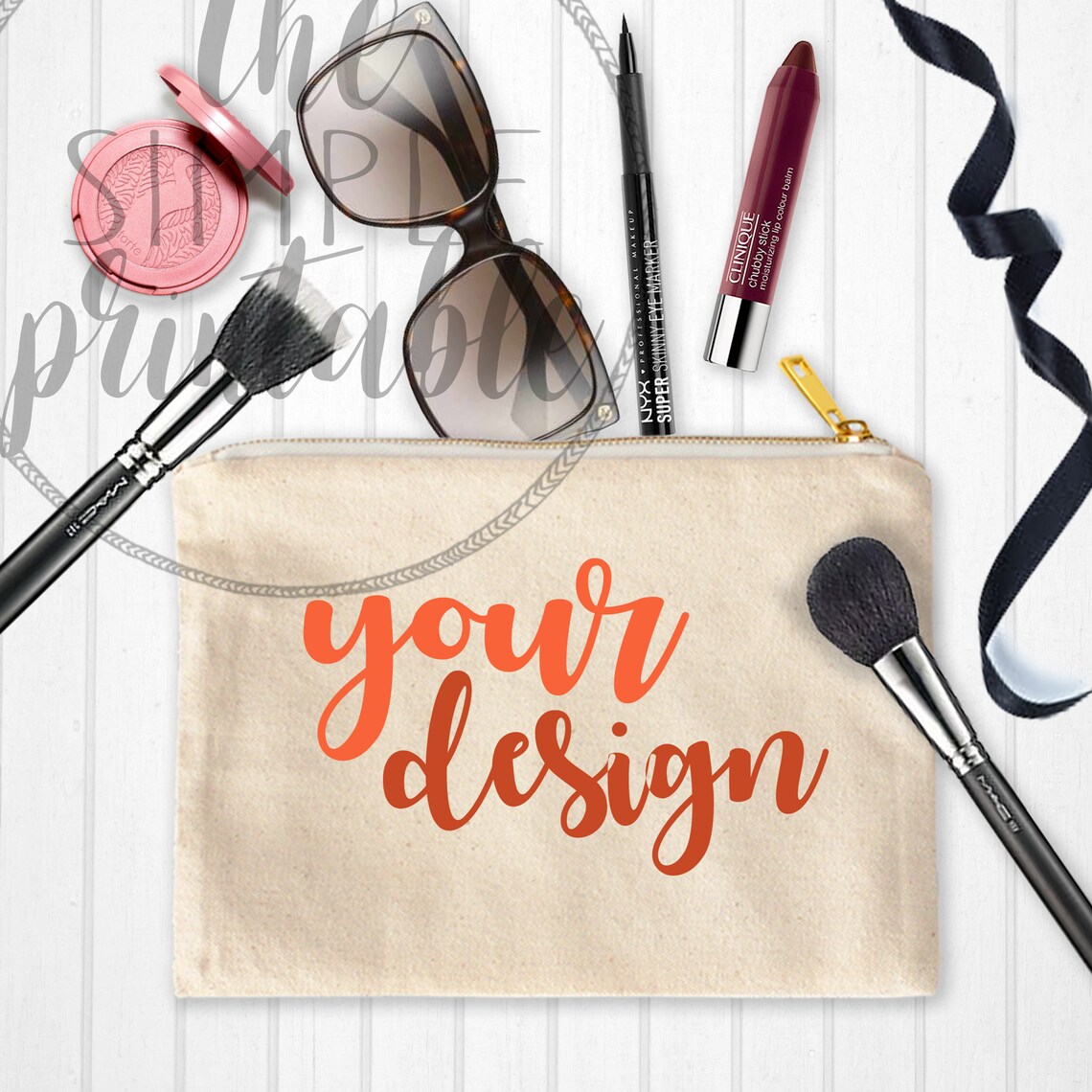 Cosmetic bag mockup desktop mockup makeup mockup mock up