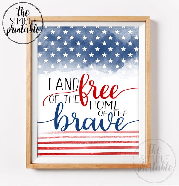 Fourth of July printable - land of the absolutely free household of the courageous - hand lettered print - armed service artwork - printable residence decor - celebrities stripes image regarding Free Printable Military Greeting Cards identify Fourth of July printable - land of the no cost household of the courageous - hand lettered print - military services artwork - printable household decor - famous people stripes