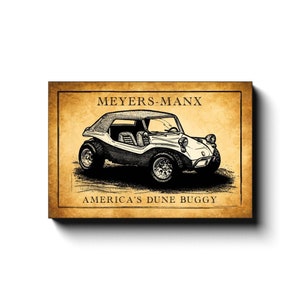 Meyers-Manx Dune Buggy Canvas Wrap Art Print ,12x18, 16x24 Classic American Dune Buggy Décor, Man Cave Car Art, Car Guy Garage Canvas Wrap