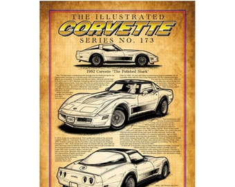 1982 C3 350 Collector Edition Corvette Art Print ,12x18, 16x24, Cross Fire Injection Classic Muscle Car Décor Man Cave Car Art Canvas Poster