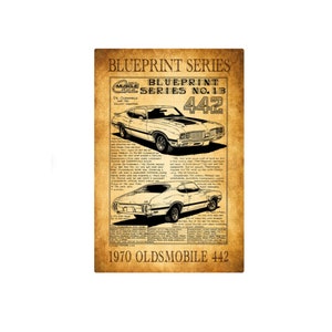 1970 Oldsmobile 442 Canvas Poster Art Print, Olds 442 Muscle Car, Sizes 12x18 & 16x24, Man Cave Art, Car Guy Art, Garage Art, Oldsmobile Art