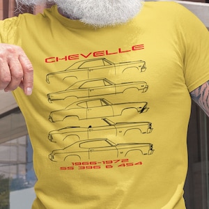 Chevelle T Shirt, 1966-1972 Chevelle SS-396 & 454 Profile Shirt, Wh, Sport Gray, or Yellow, Chevelle Lover Shirt, Sizes S-3XL, Chevelle Gift