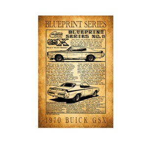 1970 Buick 455 GSX Muscle Car Canvas Poster Art Print, Buick Muscle Car, Sizes 12x18 & 16x24, Man Cave Art, Car Guy Art, Garage Art, GSX Art