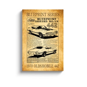 1970 Oldsmobile 442 Canvas Wrap Art Print, Olds 442 Muscle Car, Sizes 12x18 & 16x24, Man Cave Art, Car Guy Art, Garage Art, Oldsmobile Art