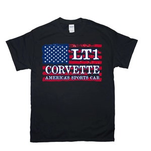 Camiseta Corvette con bandera estadounidense, Make America Fast Again, C3 1970-1972 LT1, C4 1992-1996 LT1 y 2014-2019 LT1 Corvette Tee