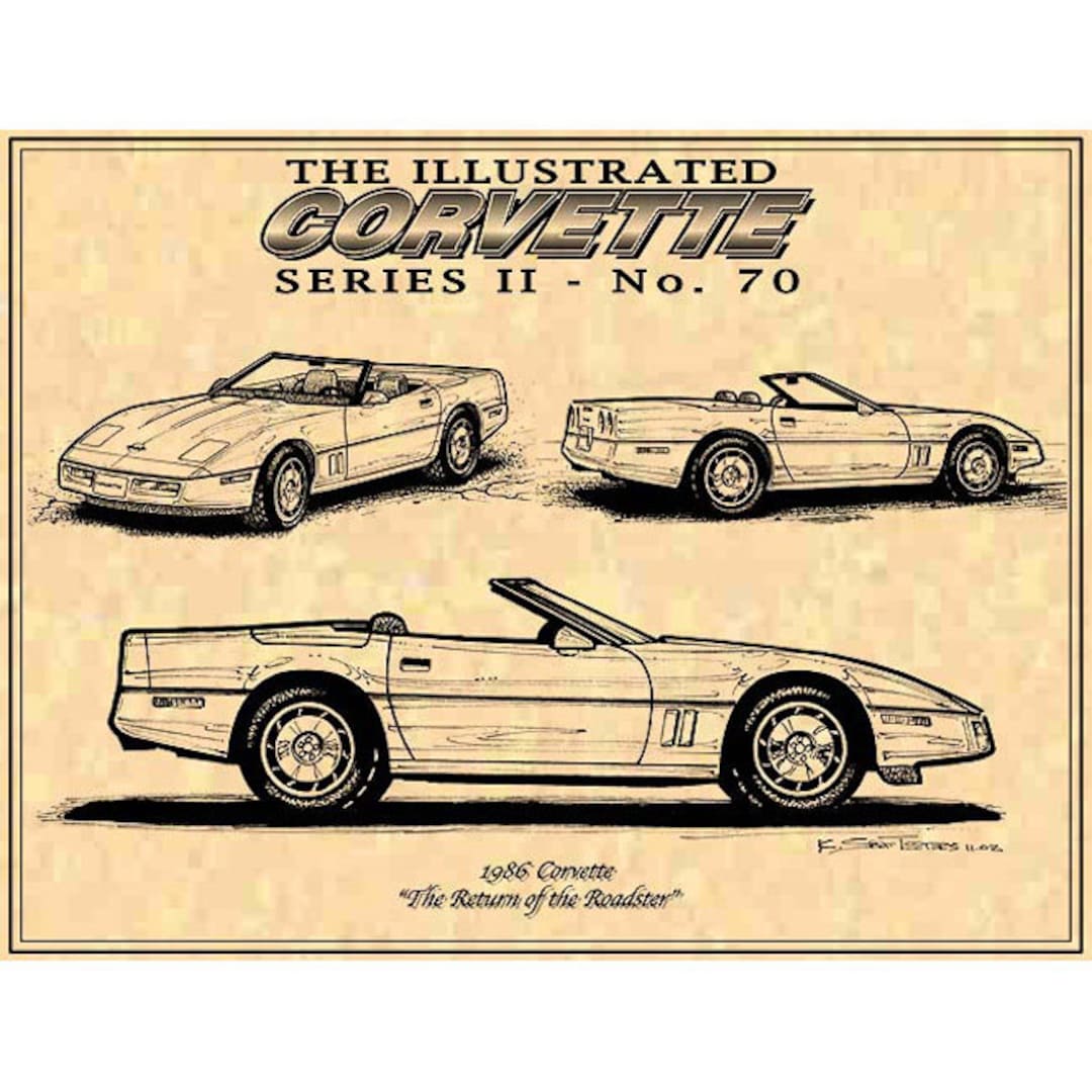 1986 Corvette Convertible Art Print,c4 Corvette,man Cave Art