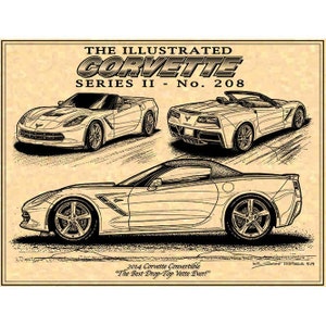 2014 C7 Corvette Convertible Car Print,First C7 Corvette,14 Corvette,Man Cave Decor,2014 Production Corvette,2014 Corvette Art