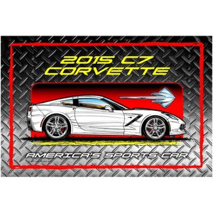 2015 C7 Corvette Coupe Art, C7 2015 Corvette Lover Coupe Wall Décor, Corvette Gift, Corvette Man Cave Gift, Canvas Poster, 18x12 Or 24x16