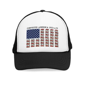 JG Infinite 2021 Corvette C8 American Flag Patriotic Hat - Black Trucker Cap