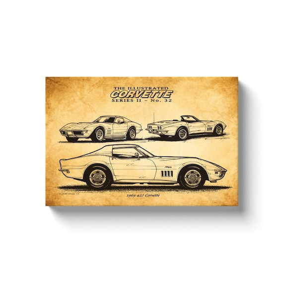 C3 Car Guy Gift 1977 Corvette Canvas Wrap Chevy Corvette Wall Decor Chevrolet Sports Car Art Stingray 12x18 or 16x24 Man Cave Art