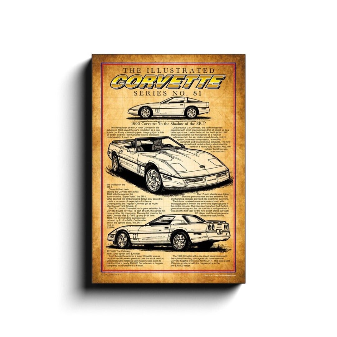 1990 Corvette Canvas Wrap Art Print 12x18 16x24 Classic C4 - Etsy