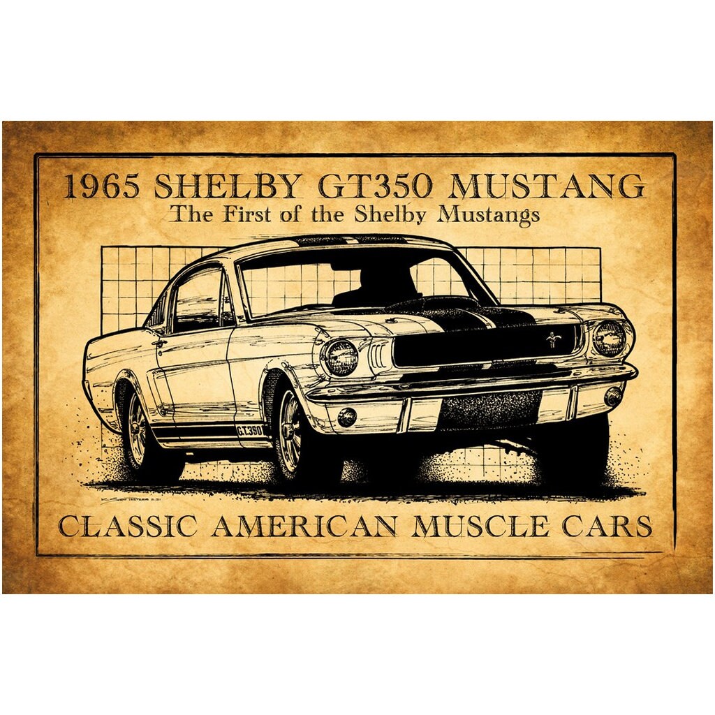 1965 Graphics 1965 Shelby GT350 Canvas Poster Art Print, Shelby Mustang, Size 12x18 ...