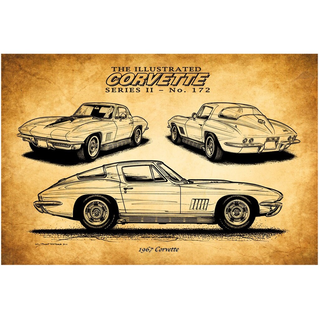 1967 Chevrolet Corvette Stingray Sports Car, 12x18 or 16x24 Canvas