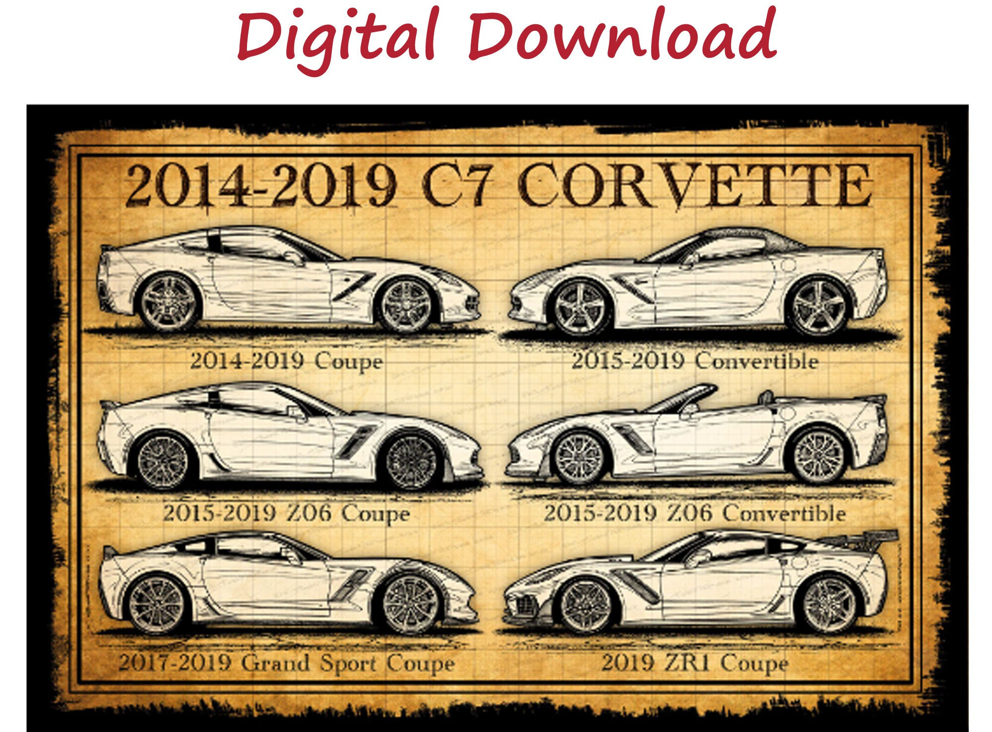 Digital Download C7 Corvette Gen, 2014-2019 Printable C7 Z06