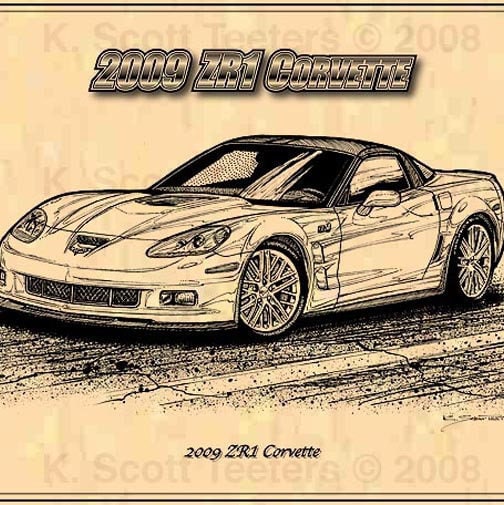 2009 ZR1 Corvette Car Print,09 ZR1 Corvette, Corvette Car