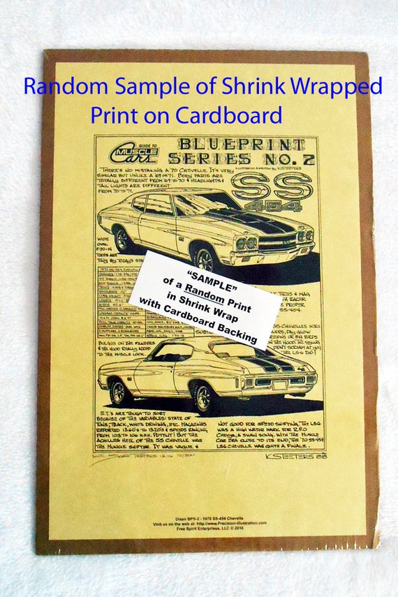 1970-1/2 Z-28 Camaro Diazo Blueprint Cardstock Print, 70 GM