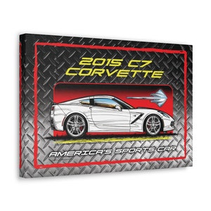 2015 C7 Corvette Coupe Art, 2015 C7 Corvette Lover Coupe Wall Décor, Corvette Gift, Corvette Man Cave Gift, Canvas Wrap, 18 x 12 or 24 x 16