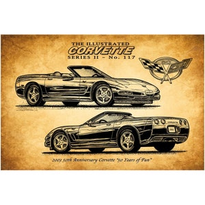 2003 50th Anniversary Corvette 12x18 or 16x24 Canvas Poster, Art Print Car Guy Gift, C5 Corvette, Chevy Corvette, Man Cave Art, Car Guy Art