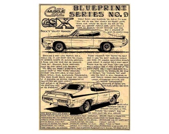 1970 GS-X Buick Car Art Print,GSX Buick Musclecar,Man Cave Decor,11 x 17, by K. Scott Teeters,MuscleCar print,1970 Muscle Car