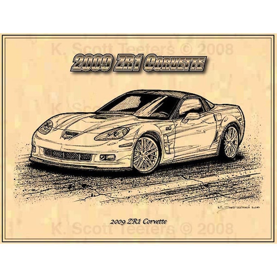 2009 ZR1 Corvette Car Print,09 ZR1 Corvette, Corvette Car