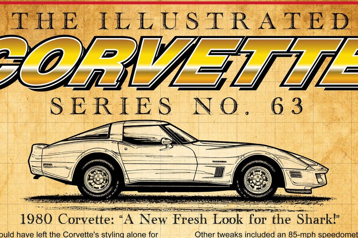 1980 Corvette Canvas Wrap Art Print ,12x18, 16x24 Classic C3 Shark ...