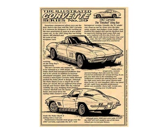 1967 C2  Corvette Production Car Art Print,1967 Sting Ray Corvette,1967 Corvette,67 Corvette Production,67 Corvette Art