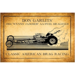 Big Daddy Don Garlits 1964 Wynns Jammer AA/Fuel Dragster Canvas Poster, 12x18 16x24, Classic American Nostalgia Drag Racing Canvas Wraps