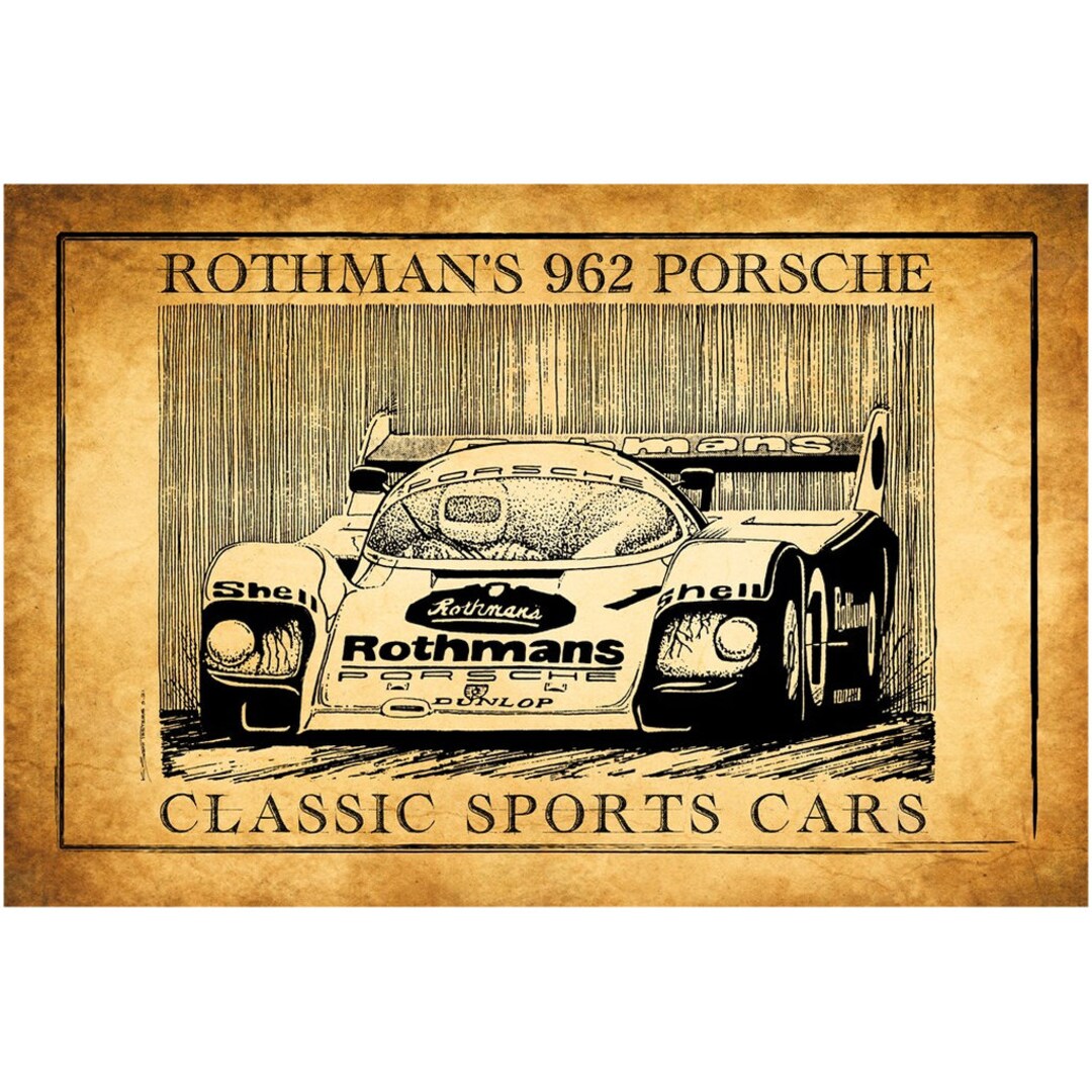 Rothman's 1985 962 Porsche Sports Racing Car Derek Bell Canvas Poster ...