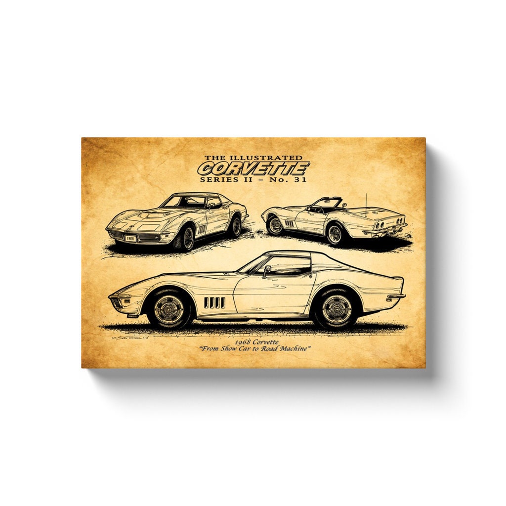 C3 Car Guy Gift 1977 Corvette Canvas Wrap Chevy Corvette Wall Decor Chevrolet Sports Car Art Stingray 12x18 or 16x24 Man Cave Art
