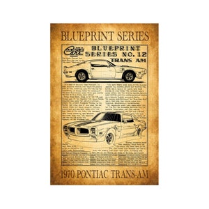 1970 Trans-Am Firebird Canvas Poster Art Print, Pontiac Muscle Car, Sizes 12x18 & 16x24, Man Cave Art, Car Guy Art, Garage Art, Trans-Am Art