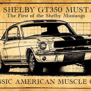 1965 Graphics 1965 Shelby GT350 Canvas Poster Art Print, Shelby Mustang, Size 12x18 ...