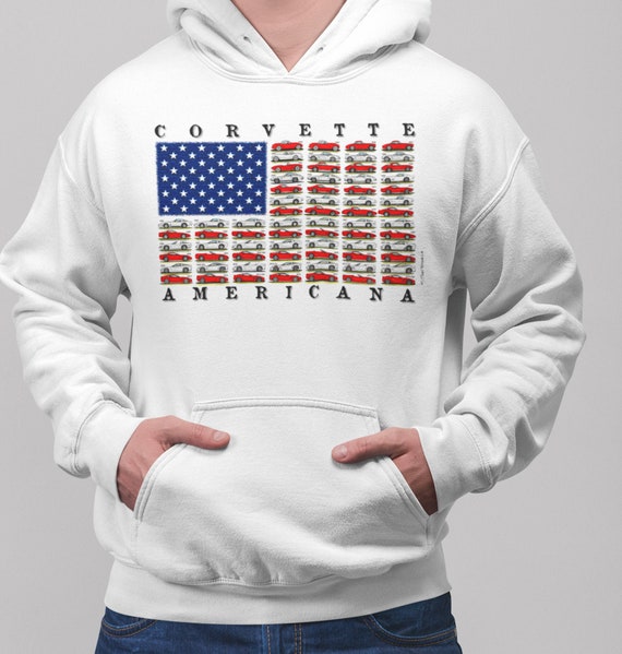 Corvettes Flag Design Sweatshirt, Corvette Americana Pullover Hoodie,  Corvette Lover, 1953-2018 Corvettes, Corvette Apparel Gift -  Canada