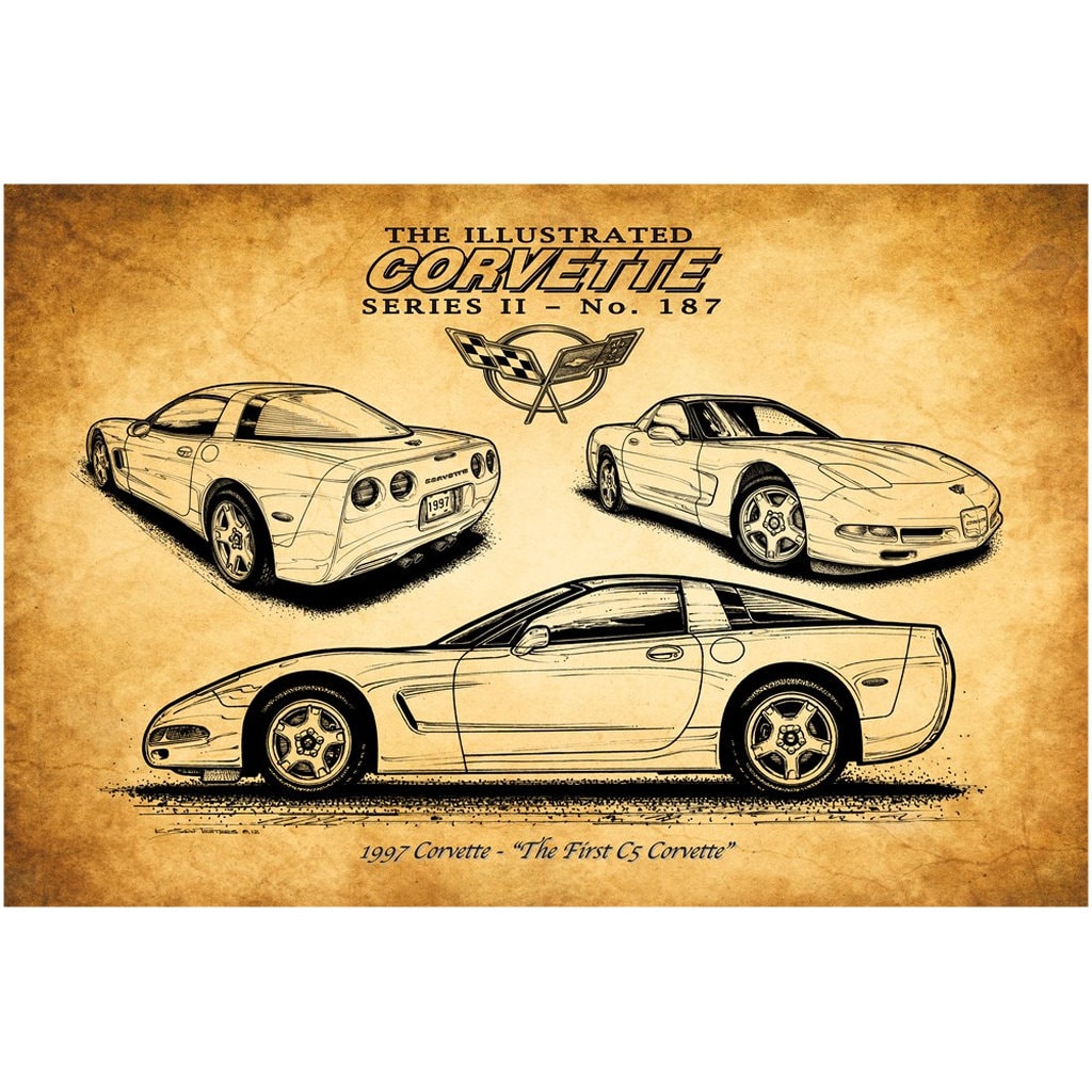 1997 Corvette Canvas Poster, 12x18 or 16x24, C5 Corvette, Car Guy